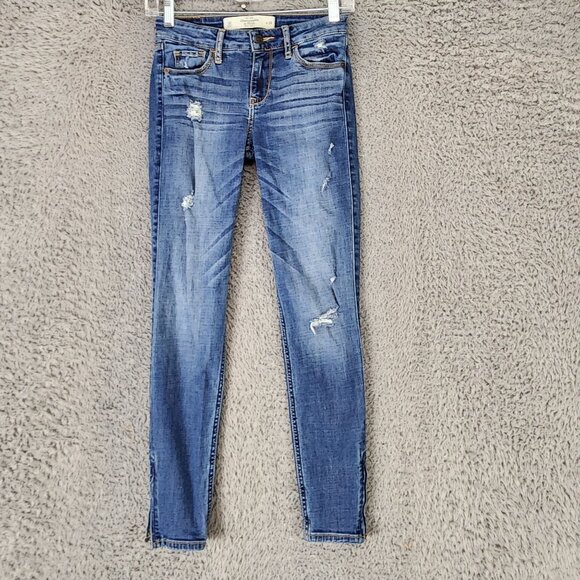 Abercrombie & Fitch Jeans Womens 24 Medium Wash Stretch Low Rise Skinny - Picture 1 of 12